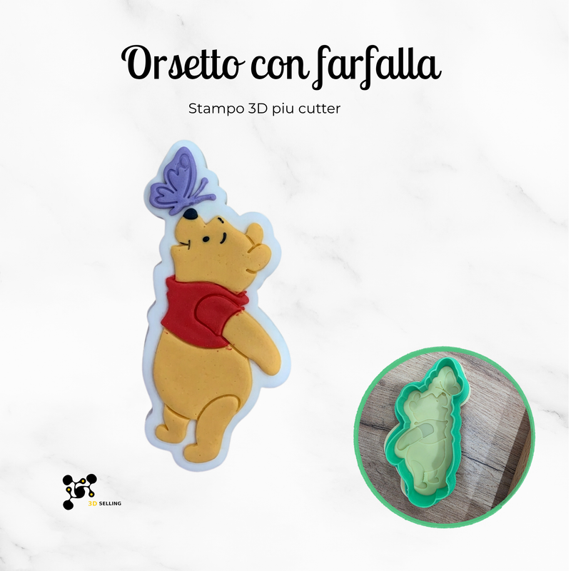 Orsetto con farfalla in 3D