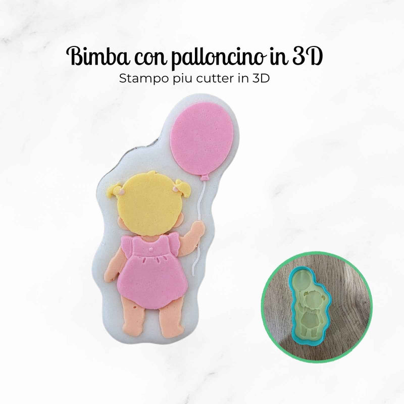 Bimba con palloncino in 3D
