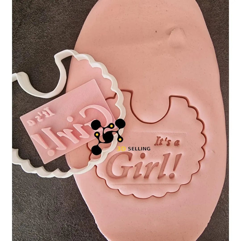 Bavaglino + timbro It's a Girl cookie cutter formina tagliabiscotti - 3d Selling