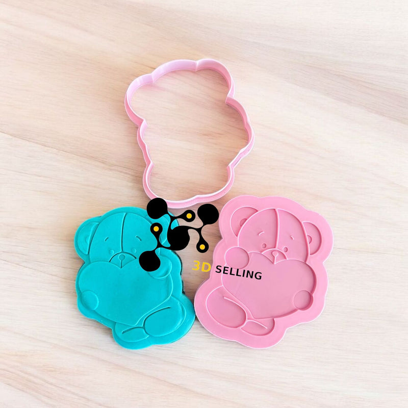 Orso con cuore effetto 3D 9cm - 3d Selling