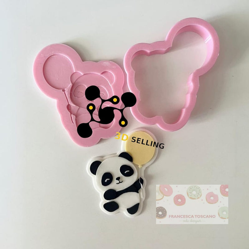 Panda con palloncino cutter 3D 8cm - 3d Selling