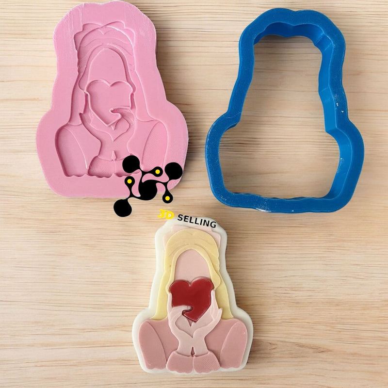 Ragazza con cuore stampo in 3D 8CM - 3d Selling