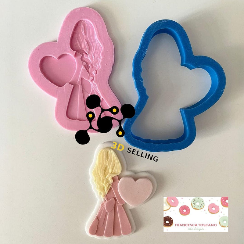 Ragazza con cuore stampo in 3D 8cm - 3d Selling