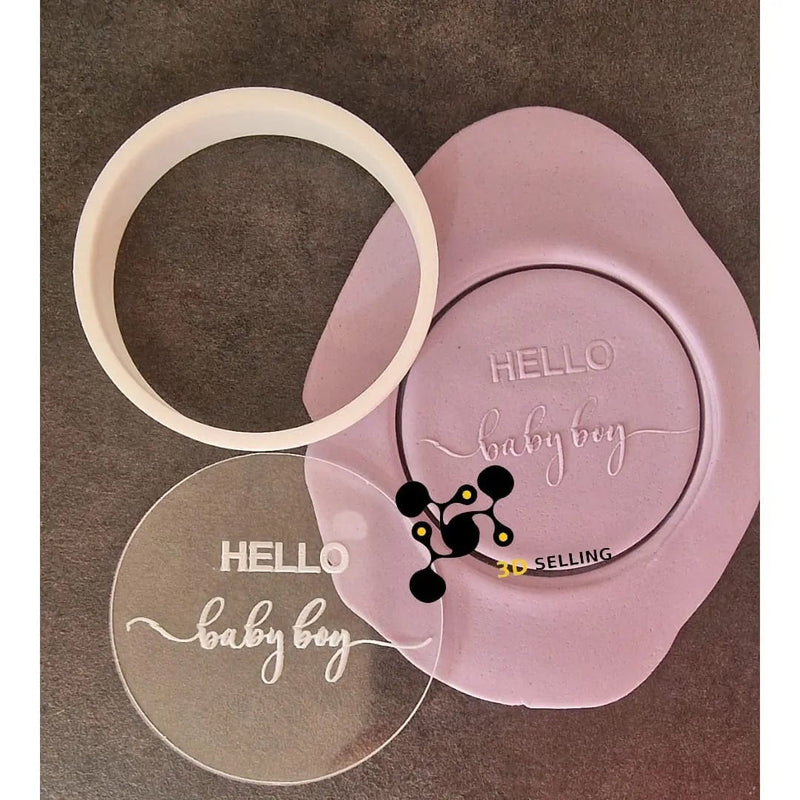 Stampo in acrilico + cutter Hello Baby Boy - 3d Selling