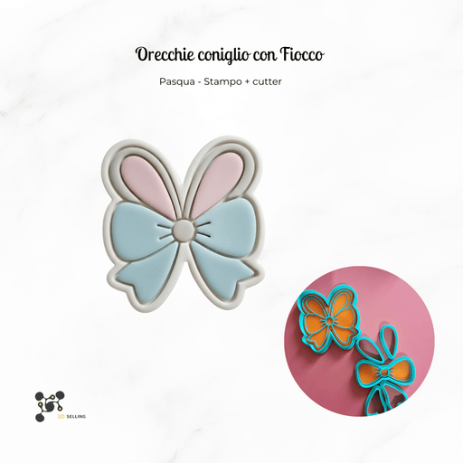 Selling 3d Casa, arredamento e bricolage:Articoli per cucina e bar:Accessori per pasticceria:Altro accessori per pasticceria Stampo orecchie coniglio con fiocco