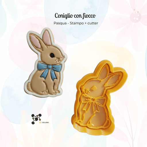Selling 3d Casa, arredamento e bricolage:Articoli per cucina e bar:Accessori per pasticceria:Altro accessori per pasticceria Stampo per biscotti Coniglio con fiocco