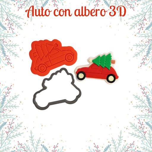 selling 3d Casa, arredamento e bricolage:Articoli per cucina e bar:Accessori per pasticceria:Altro accessori per pasticceria Tagliabiscotti Auto con Albero di Natale 3D – Stampo per Biscotti Decorati