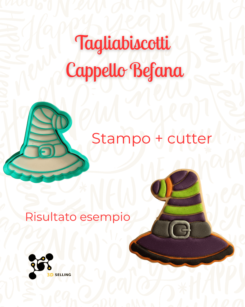 Selling 3d Casa, arredamento e bricolage:Articoli per cucina e bar:Accessori per pasticceria:Altro accessori per pasticceria Tagliabiscotti Cappello Befana – Stampo a Incisione