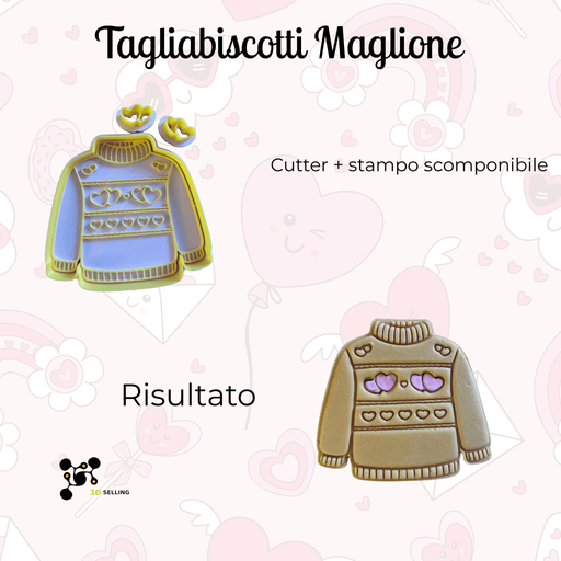 Selling 3d Casa, arredamento e bricolage:Articoli per cucina e bar:Accessori per pasticceria:Altro accessori per pasticceria Tagliabiscotti Maglione con Incisione + Timbro