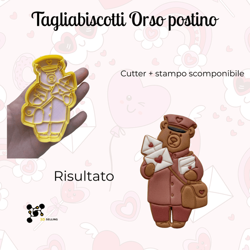 Selling 3d Casa, arredamento e bricolage:Articoli per cucina e bar:Accessori per pasticceria:Altro accessori per pasticceria Tagliabiscotti Orso Postino ad incisione