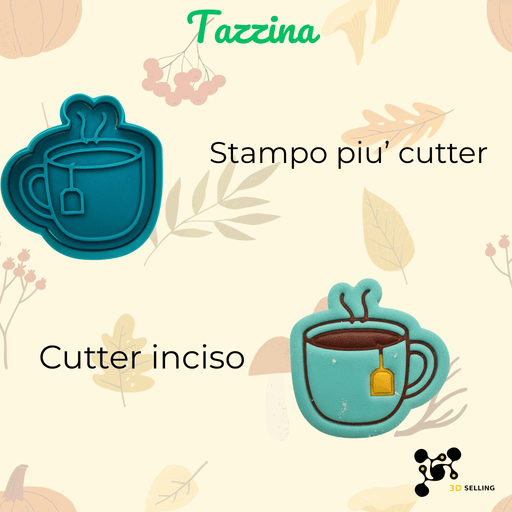 selling 3d Casa, arredamento e bricolage:Articoli per cucina e bar:Accessori per pasticceria:Altro accessori per pasticceria Tagliabiscotto Tazzina da Tè Classico – Stampo biscotti ad incisione