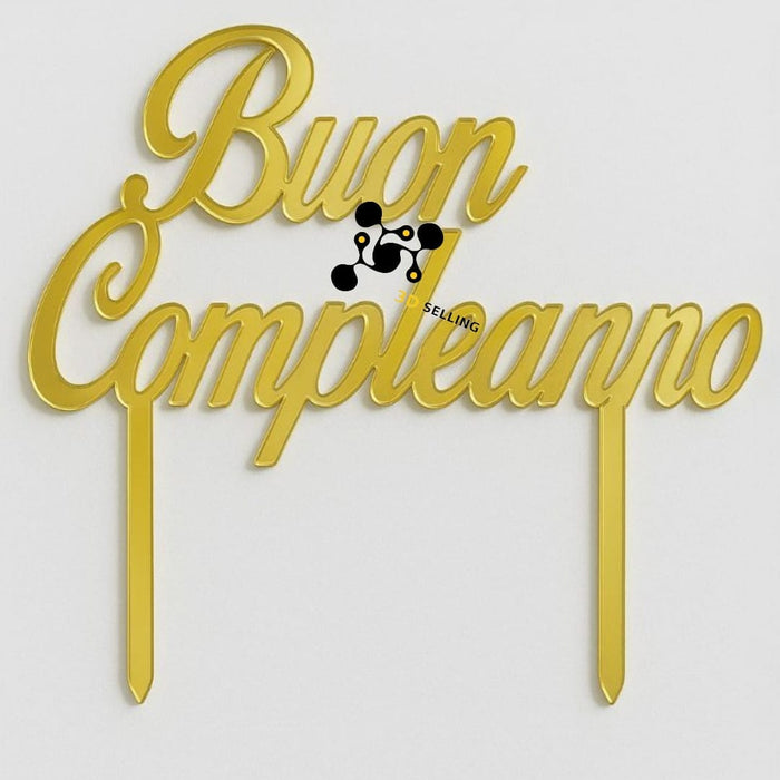 Selling 3D Casa, arredamento e bricolage:Articoli per cucina e bar:Accessori per pasticceria:Decorazioni torte e topper:Cake topper Cake Topper Buon Compleanno Plexiglass Specchiato