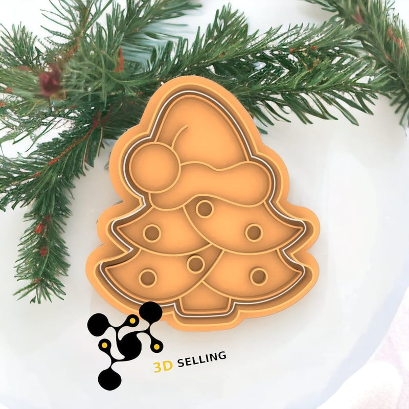 Albero di Natale con cappello cookie cutter formina tagliabiscotti - 3d Selling