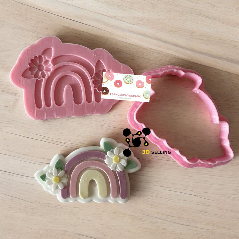 Arcobaleno con fiori stampo in 3D 8cm - 3d Selling