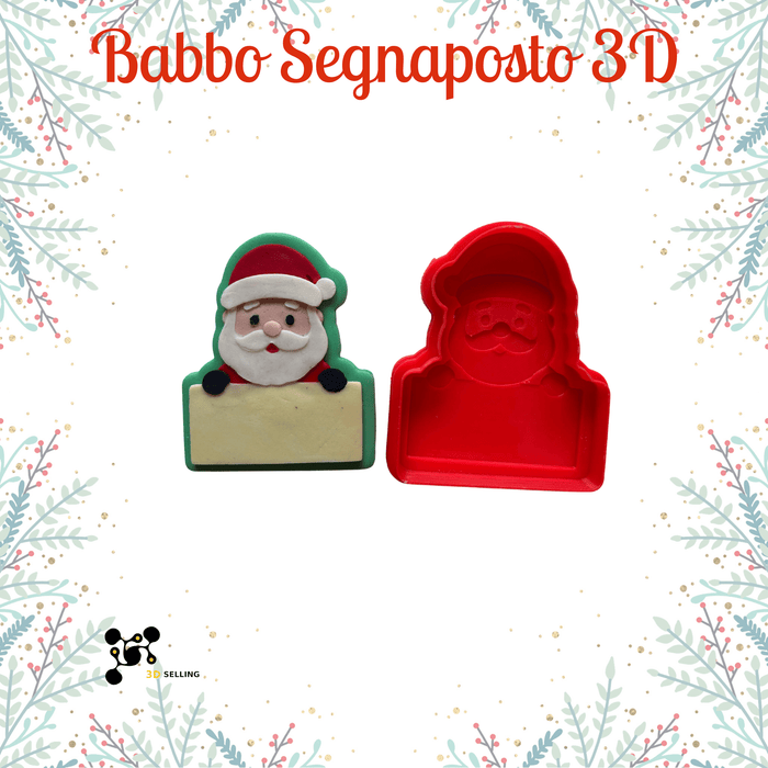 SELLING3D Casa, arredamento e bricolage:Articoli per cucina e bar:Accessori per pasticceria:Altro accessori per pasticceria Babbo Segnaposto 3D – Tagliabiscotti Natalizio 8cm