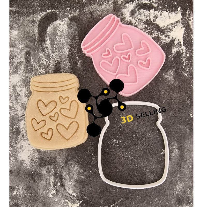 Barattolo con cuori cookie cutter formina tagliabiscotti - 3d Selling