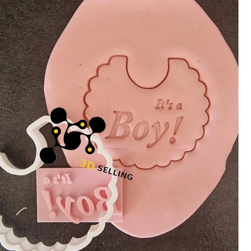 Bavaglino + timbro It's a Boy cookie cutter formina tagliabiscotti - 3d Selling