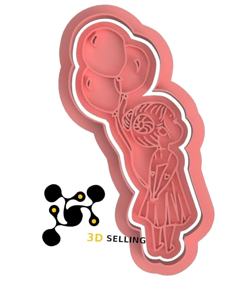Bimba con Palloncini 8.5cm cookie cutter formina tagliabiscotti - 3d Selling