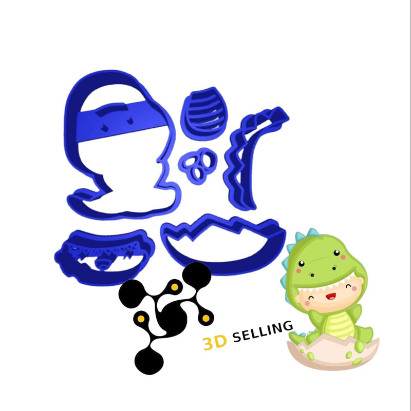 Bimbo vestito da dinosauro cookie cutter formina tagliabiscotti - 3d Selling