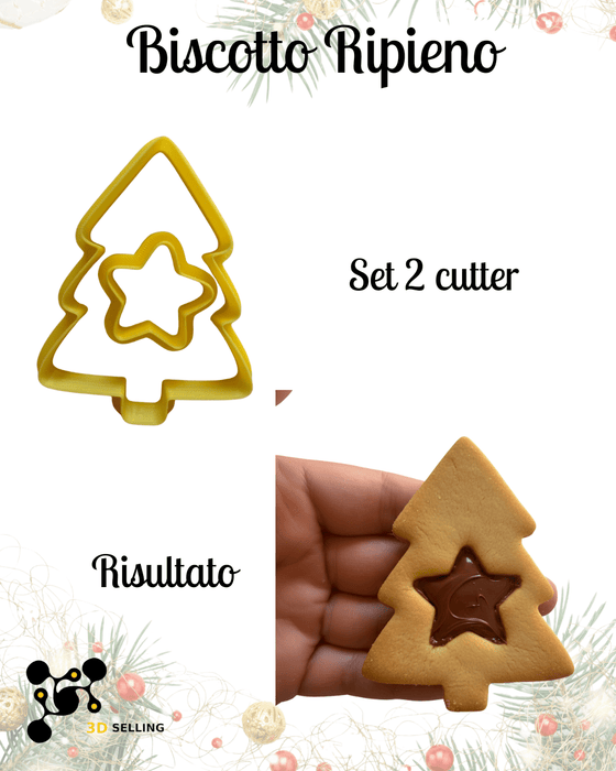 SELLING3D Casa, arredamento e bricolage:Articoli per cucina e bar:Accessori per pasticceria:Altro accessori per pasticceria Biscotto Ripieno Natalizio Mod2 9 cm – Set 2 Cutter