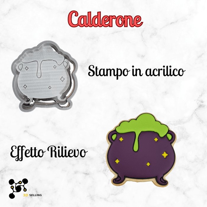 SELLING3D Casa, arredamento e bricolage:Articoli per cucina e bar:Accessori per pasticceria:Altro accessori per pasticceria Calderone Kit Halloween in rilievo in Acrilico 8x