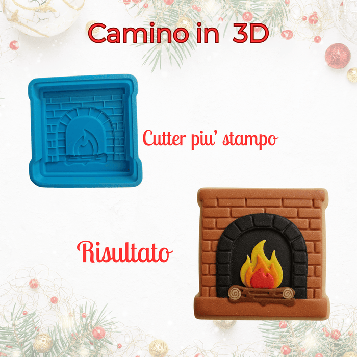 SELLING3D Casa, arredamento e bricolage:Articoli per cucina e bar:Accessori per pasticceria:Altro accessori per pasticceria Camino Natalizio 3D – Cutter con Stampo in Rilievo