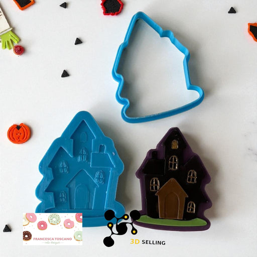 SELLING3D Casa, arredamento e bricolage:Articoli per cucina e bar:Accessori per pasticceria:Altro accessori per pasticceria Casa spaventosa cutter in 3D 8.5cm