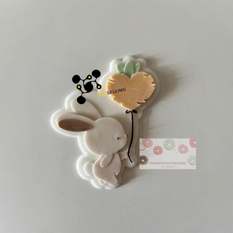 Coniglietto con palloncino effetto 3D 8.5cm - 3d Selling