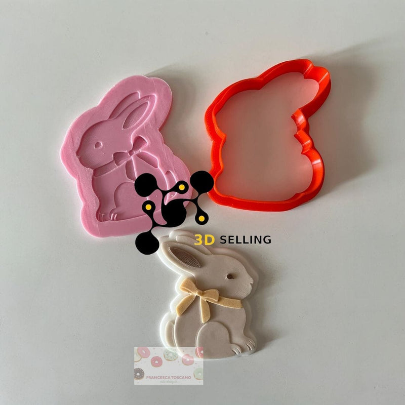 Coniglio con fiocco effetto 3D 8.5cm - 3d Selling