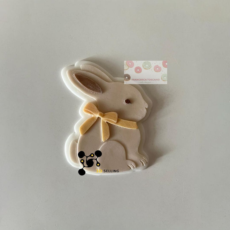 Coniglio con fiocco effetto 3D 8.5cm - 3d Selling