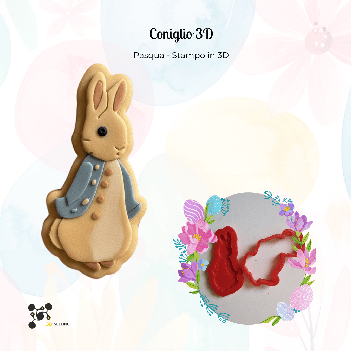 SELLING3D Casa, arredamento e bricolage:Articoli per cucina e bar:Accessori per pasticceria:Altro accessori per pasticceria Coniglio stampo in 3D