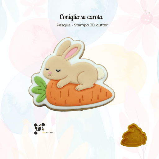 SELLING3D Casa, arredamento e bricolage:Articoli per cucina e bar:Accessori per pasticceria:Altro accessori per pasticceria Coniglio su carota – Cutter  3D Pasqua