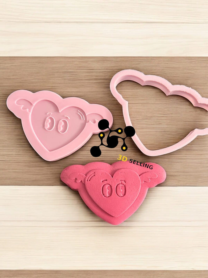 Cuore con ali in rilievo in 3D 9cm - 3d Selling