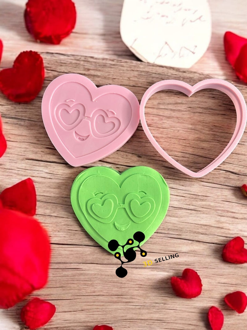 Cuore con occhiali in rilievo 3D 9cm - 3d Selling