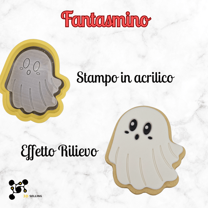 SELLING3D Casa, arredamento e bricolage:Articoli per cucina e bar:Accessori per pasticceria:Altro accessori per pasticceria Fantasmino Kit Halloween in rilievo in Acrilico 8x