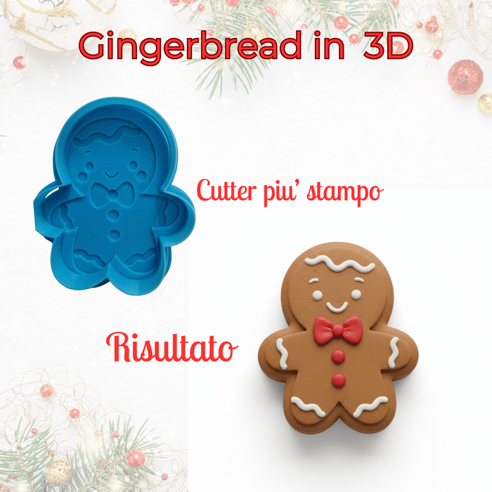 SELLING3D Casa, arredamento e bricolage:Articoli per cucina e bar:Accessori per pasticceria:Altro accessori per pasticceria Gingerbread 3D – Cutter con Stampo in Rilievo