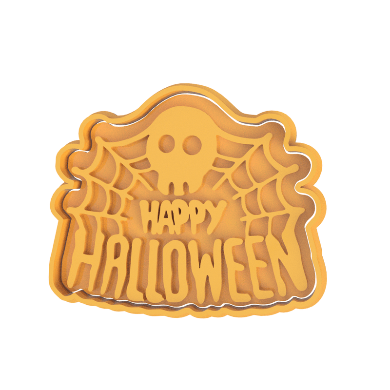 Happy Halloween con Ragnatela e teschio 8cm - 3d Selling