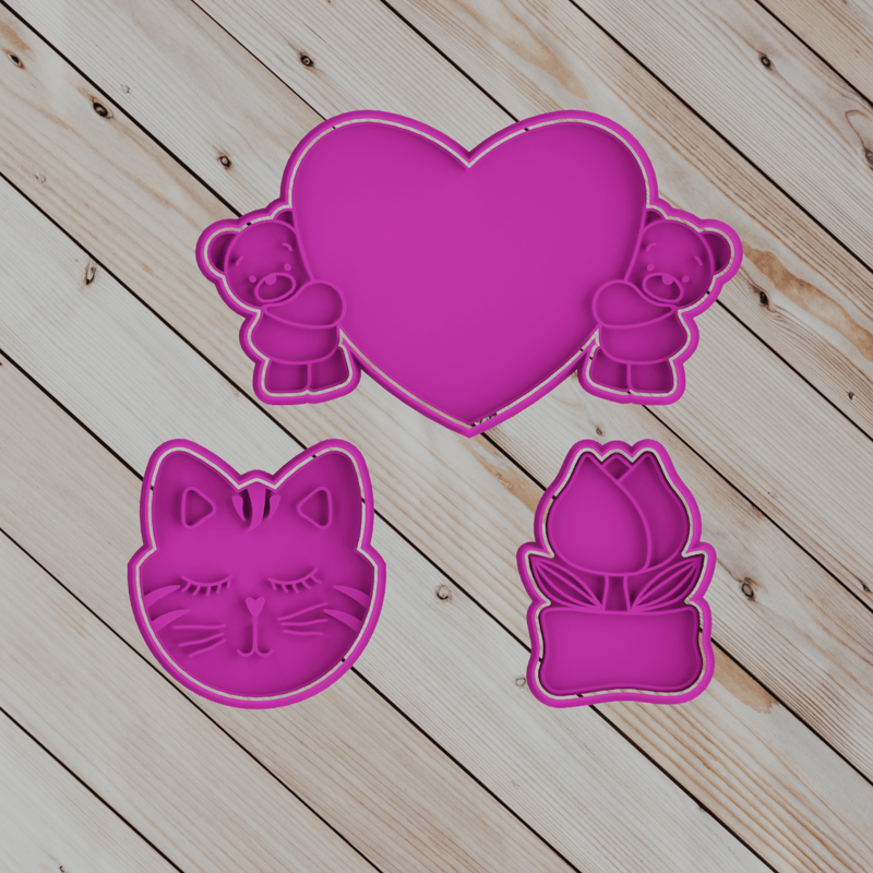 Kit cookie cutter San Valentino 8cm - 3d Selling