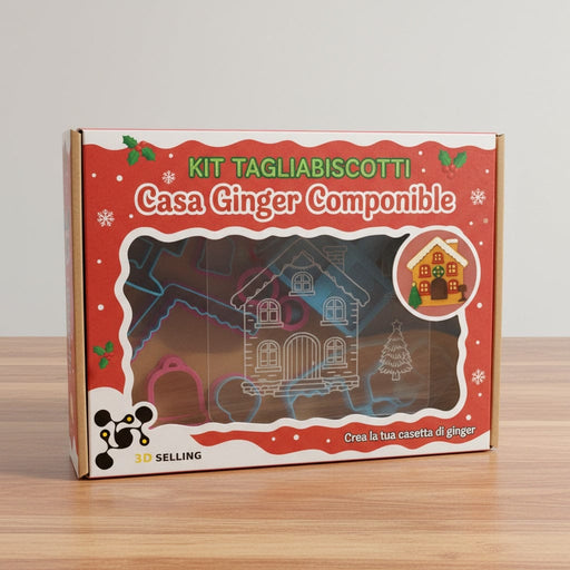 SELLING3D Casa, arredamento e bricolage:Articoli per cucina e bar:Accessori per pasticceria:Altro accessori per pasticceria Kit Tagliabiscotti “Casa Ginger Componibile” – Placchetta in Acrilico + Cutter Abbinati