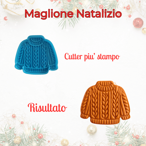 SELLING3D Casa, arredamento e bricolage:Articoli per cucina e bar:Accessori per pasticceria:Altro accessori per pasticceria Maglione Natalizio – Stampo ad Incisione con Cutter