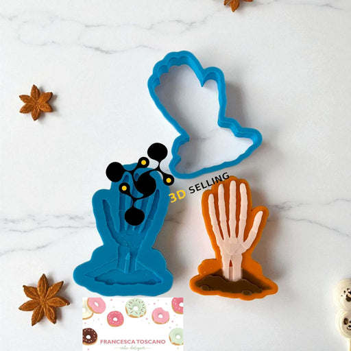 SELLING3D Casa, arredamento e bricolage:Articoli per cucina e bar:Accessori per pasticceria:Altro accessori per pasticceria Mano Scheletro stampo in 3D 8cm