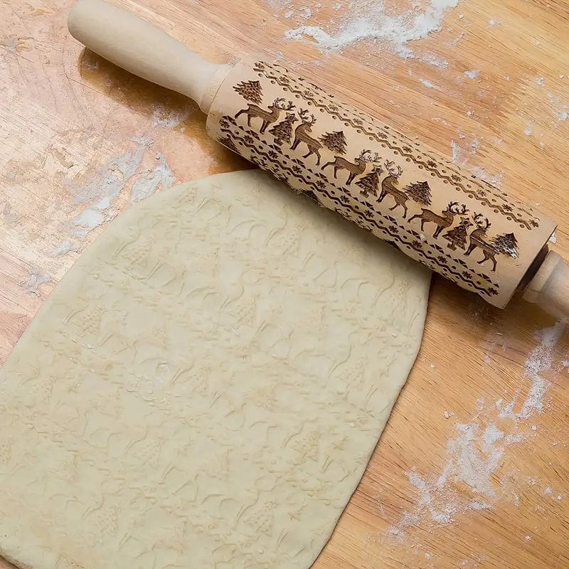 Mattarello decorativo in legno naturale Natalizio Mod2 - 3d Selling