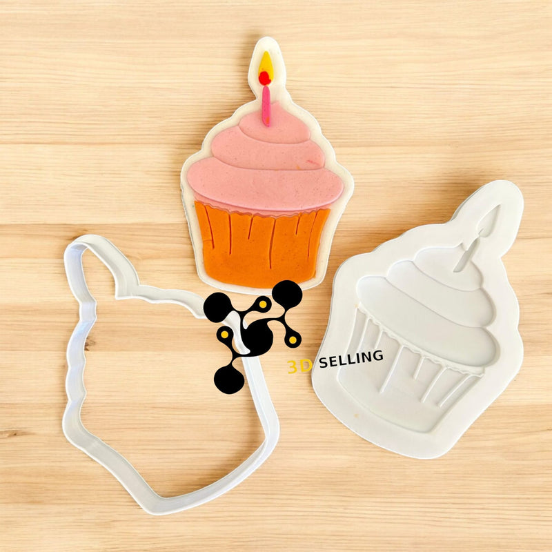 Muffin compleanno tagliabiscotti in 3D 8.5cm - 3d Selling