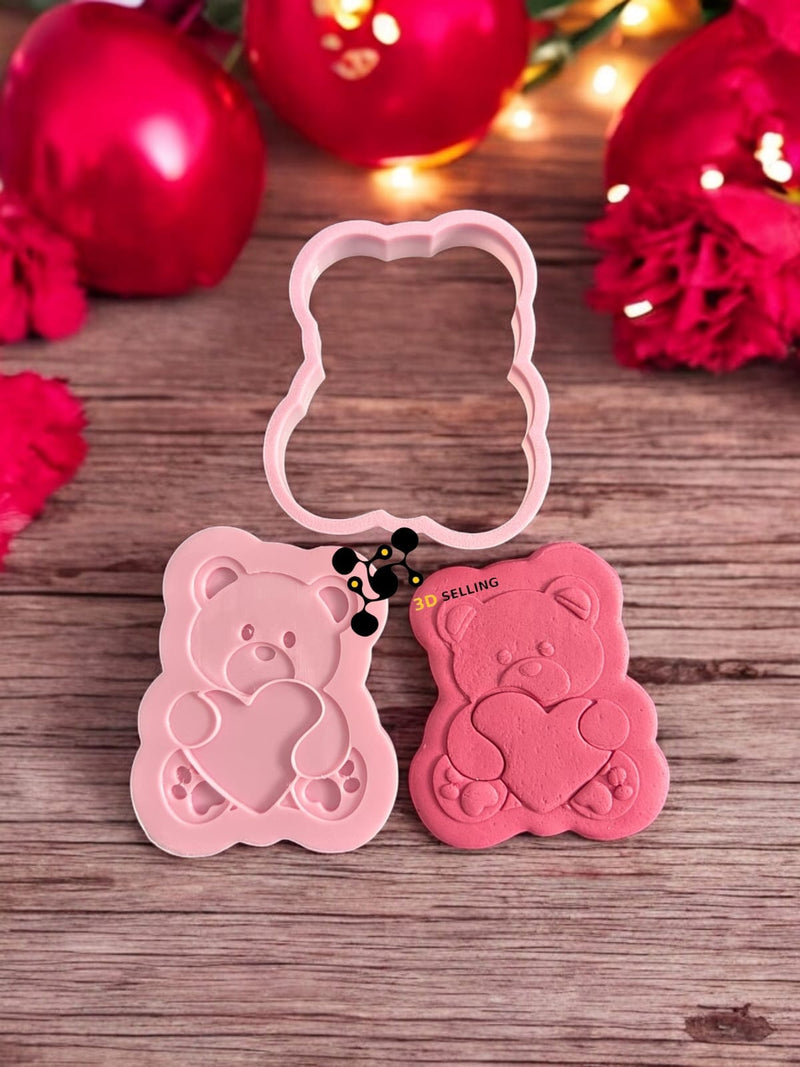 Orso con cuore in rilievo 3D 9cm - 3d Selling