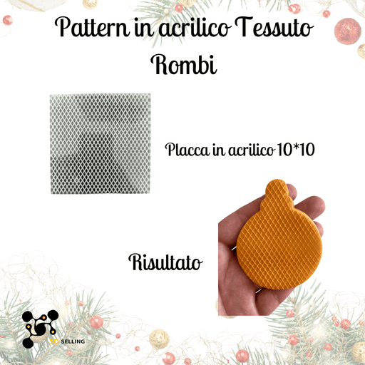SELLING3D Casa, arredamento e bricolage:Articoli per cucina e bar:Accessori per pasticceria:Altro accessori per pasticceria Pattern in Acrilico Tessuto “Rombi” – Placca 10×10 cm per Texture Professionali
