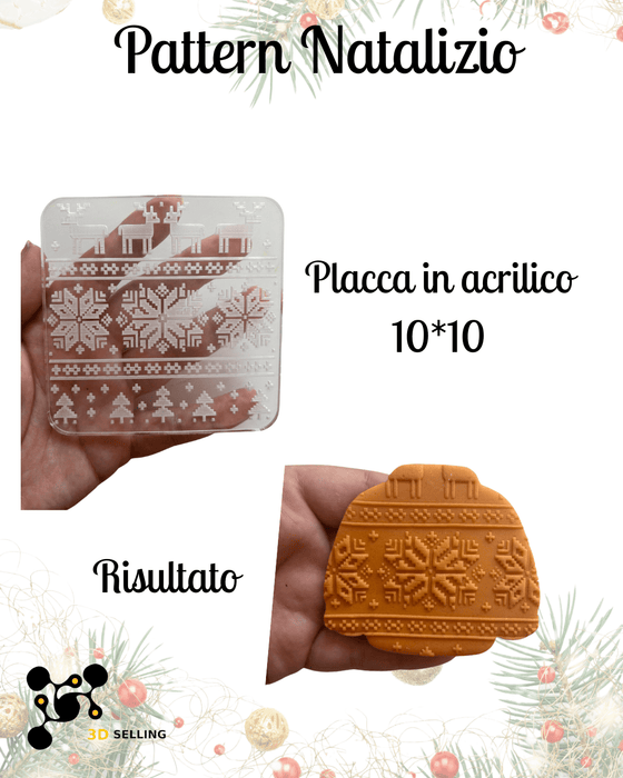 SELLING3D Casa, arredamento e bricolage:Articoli per cucina e bar:Accessori per pasticceria:Altro accessori per pasticceria Pattern Natalizio – Placca in Acrilico 10×10 cm