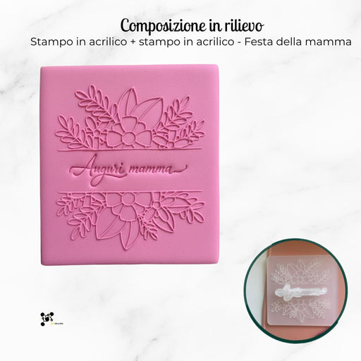 SELLING3D Casa, arredamento e bricolage:Articoli per cucina e bar:Accessori per pasticceria:Altro accessori per pasticceria Placchetta in Acrilico con fiori+ timbro Mamma