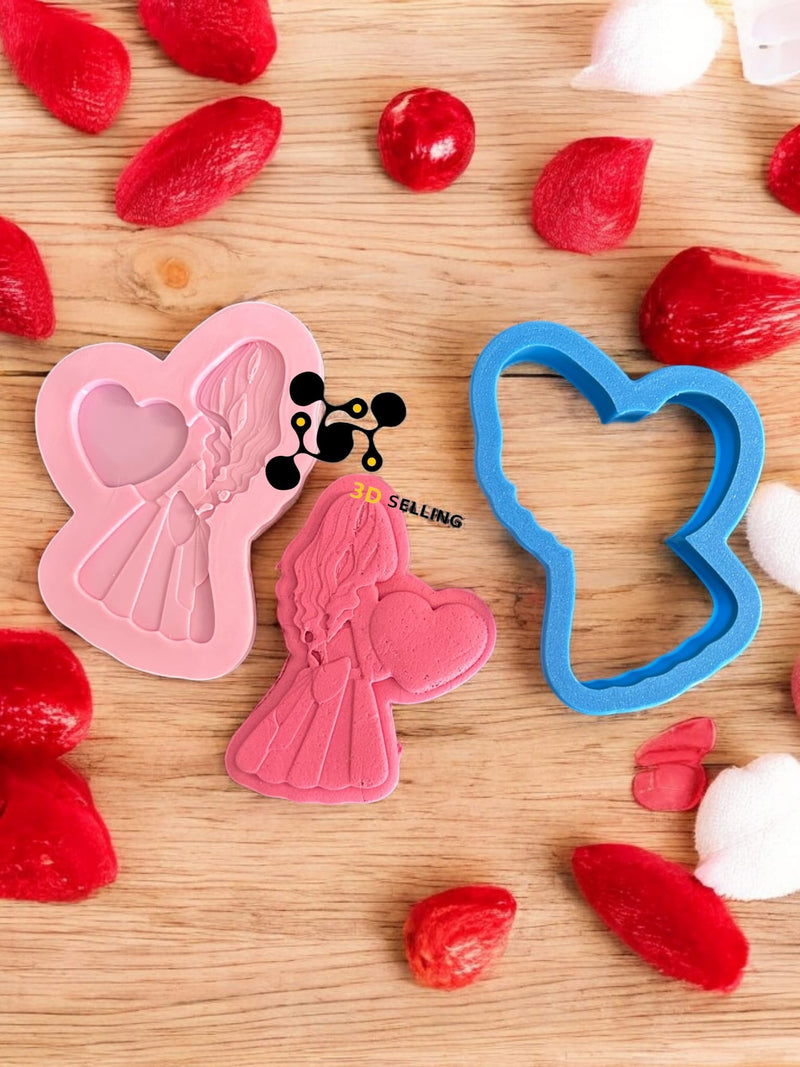 Ragazza con cuore in rilievo effetto 3D Mod2 - 3d Selling