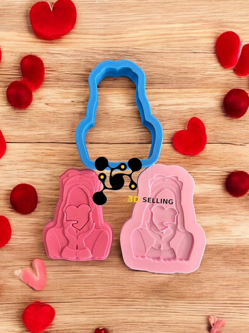 Ragazza con cuore in rilievo in 3D - 3d Selling