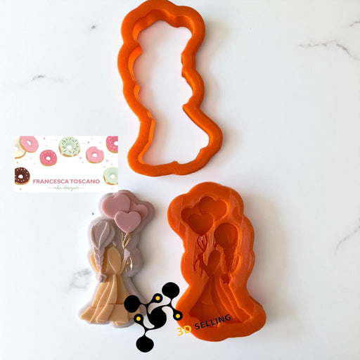 SELLING3D Casa, arredamento e bricolage:Articoli per cucina e bar:Accessori per pasticceria:Altro accessori per pasticceria Ragazza con cuori stampo in 3D